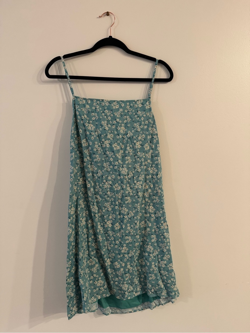 American Eagle Outfitters Teal Floral Spaghetti Strap Sundress